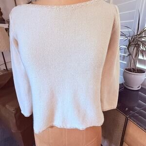 Gucci Vintage Cream Wool Silk Cashmere Boatneck Knit Top S Tom Ford Era Italy